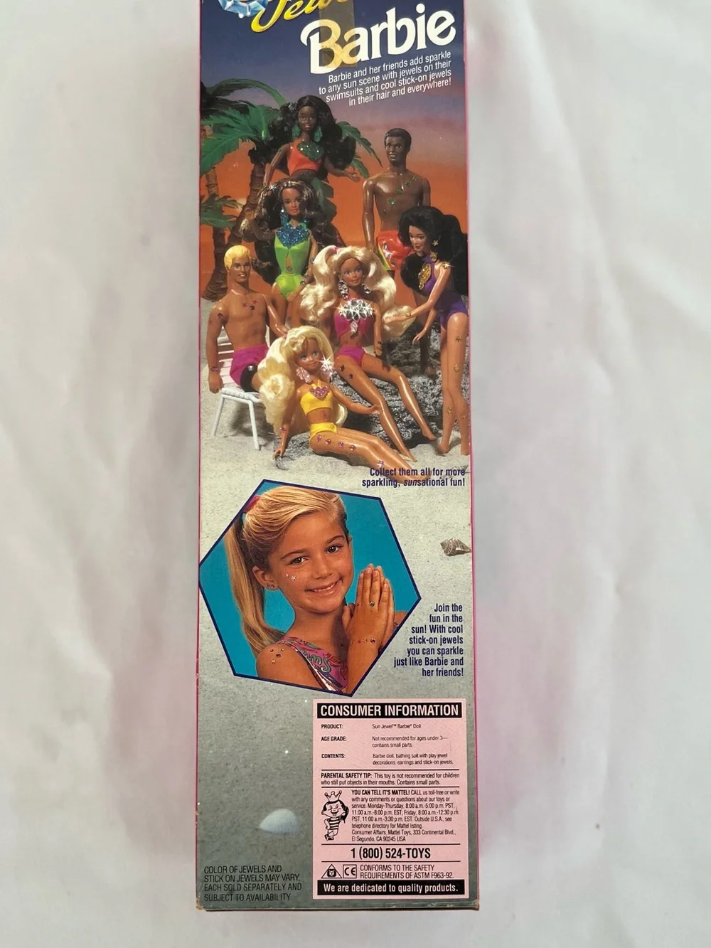 Vintage 1993 Barbie Sun Jewel Blonde Doll with Silver Dress and Pink Accent - Picture 7 of 13